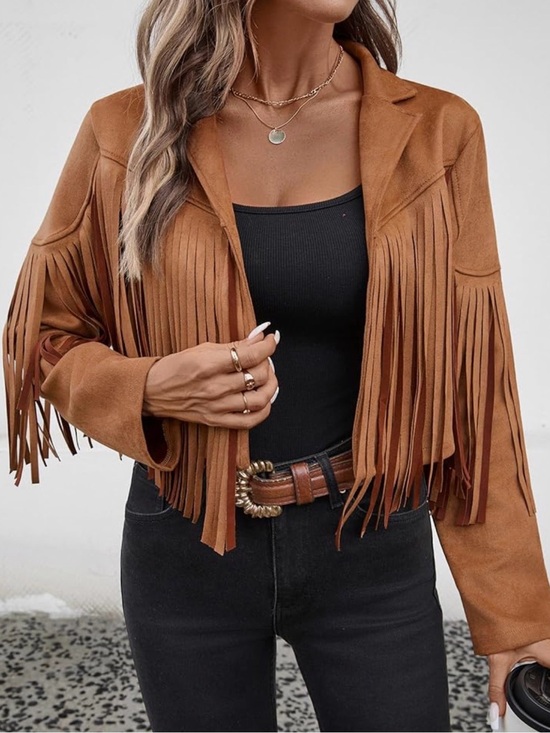 Jackets & Blazers - NWOT Faux Suede Fringe Jacket Women’s Medium Cropped Western Cowgirl Tassel Coat
